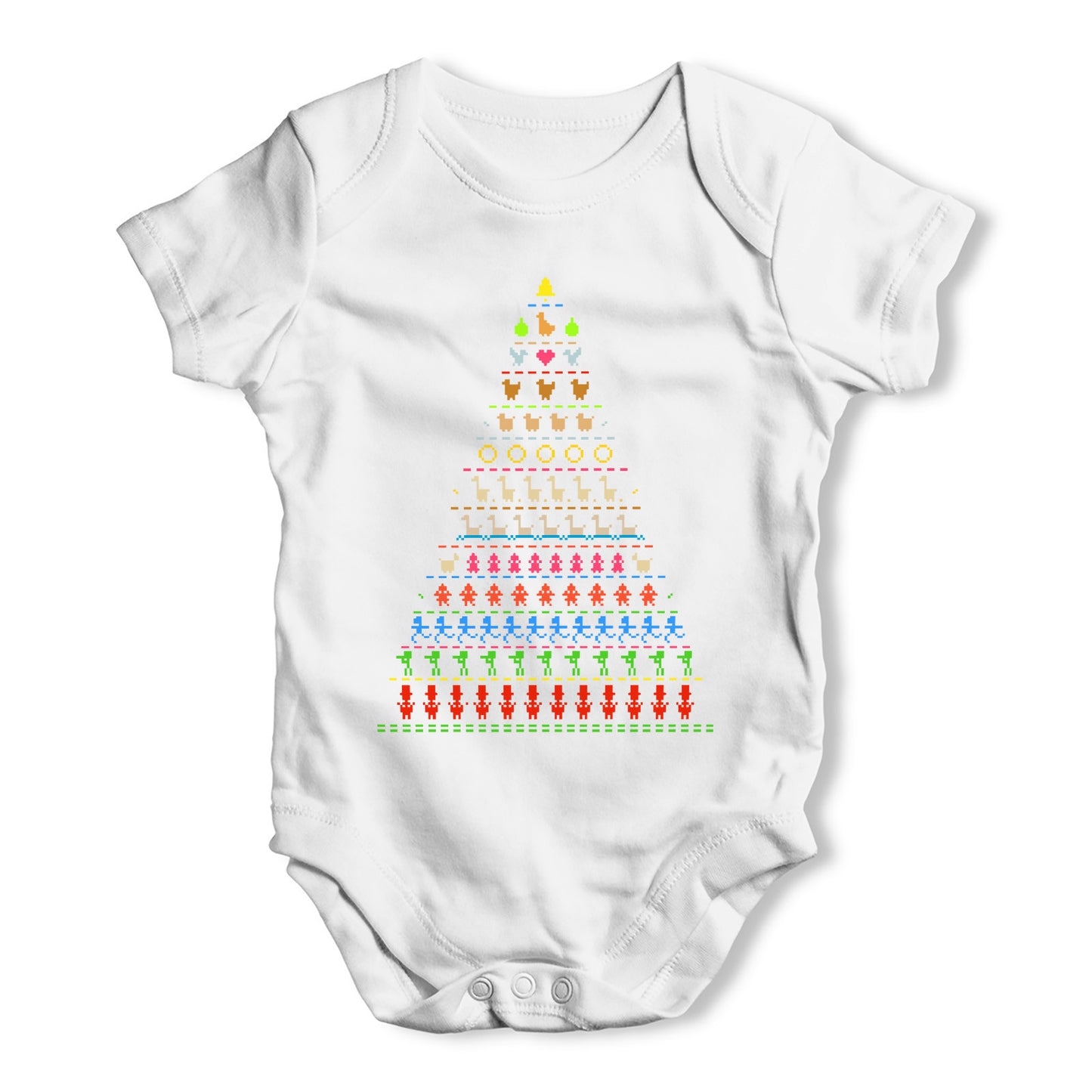 Pixel Christmas Tree Baby Grow Bodysuit