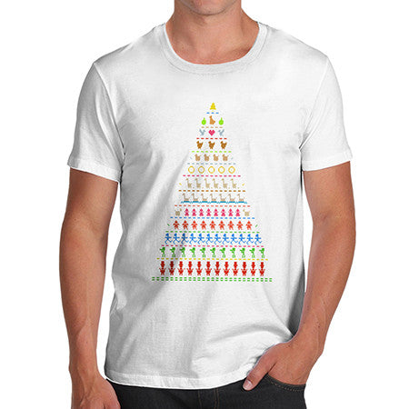 Mens Pixel Christmas Tree T-Shirt