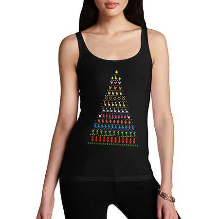 Womens Pixel Christmas Tree Tank Top