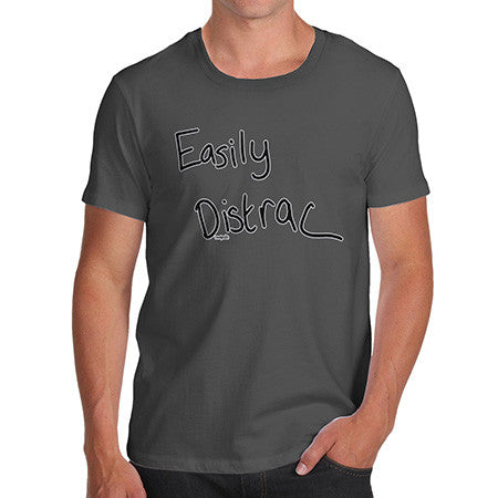 Twisted Envy Men's Easily Distracted Dark Grey T-Shirt