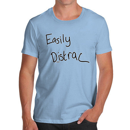 Twisted Envy Men's Easily Distracted Sky Blue T-Shirt