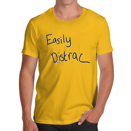 Twisted Envy Men's Easily Distracted Yellow T-Shirt