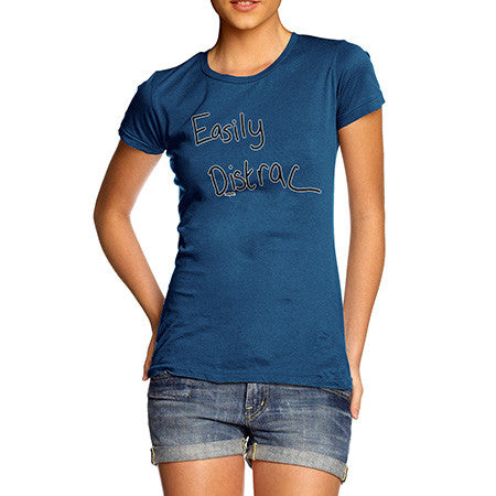 Twisted Envy Women's Easily Distracted Royal Blue T-Shirt