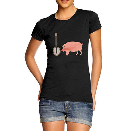 Womens Banjo Pig T-Shirt