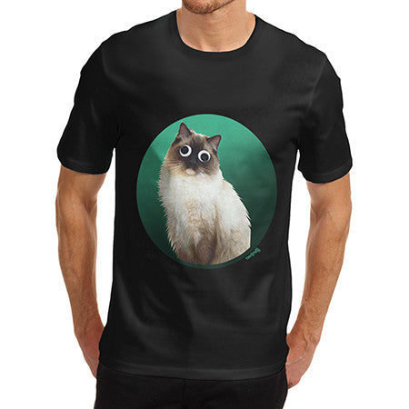 Mens Googly Eyes Cat T-Shirt