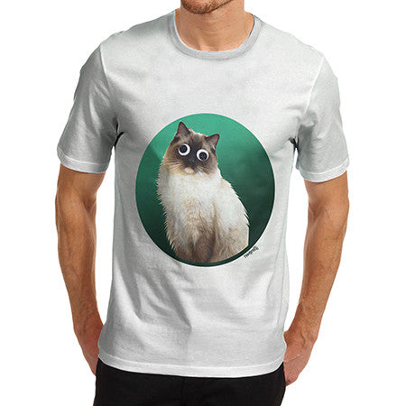 Mens Googly Eyes Cat T-Shirt