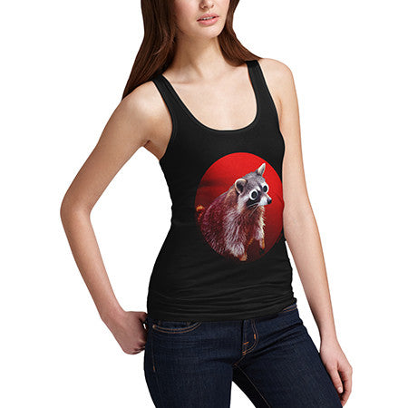 Womens Googly Eyes Racoon Tank Top