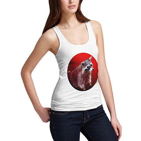 Womens Googly Eyes Racoon Tank Top