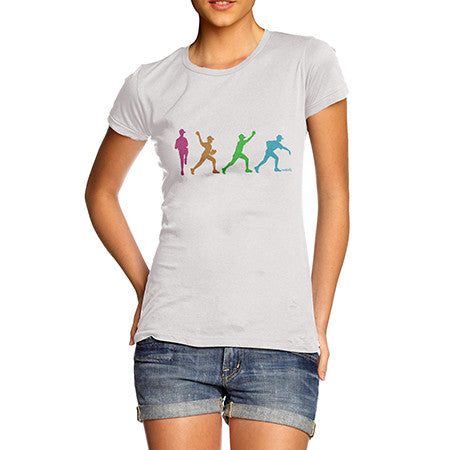 Womens Pitcher Throwing Baseball Silhouette T-Shirt