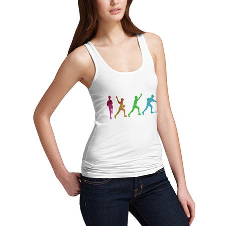 Womens Pitcher Throwing Baseball Silhouette Tank Top