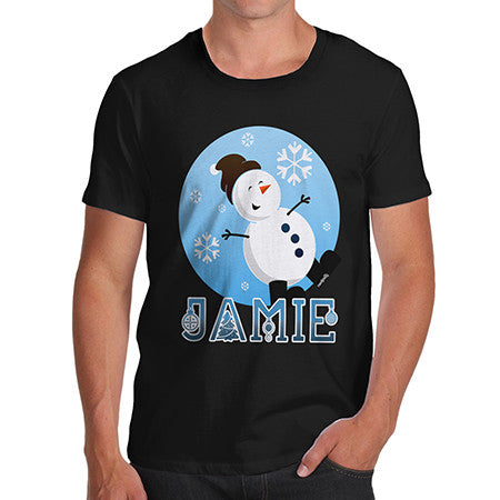 Mens Personalised Happy Snowman T-Shirt