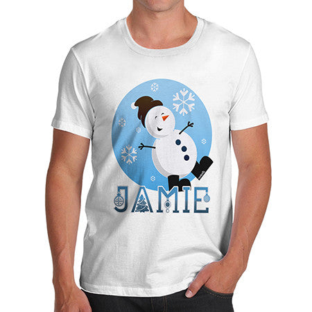 Mens Personalised Happy Snowman T-Shirt