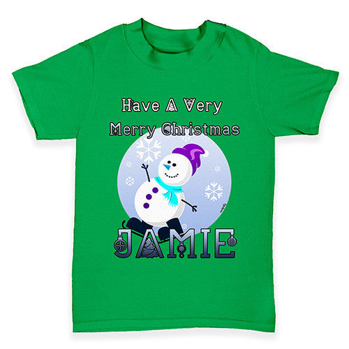 Personalised Christmas Snowman Baby Toddler T-Shirt