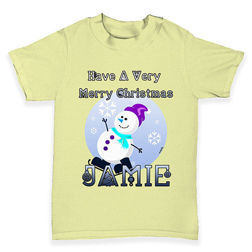 Personalised Christmas Snowman Baby Toddler T-Shirt