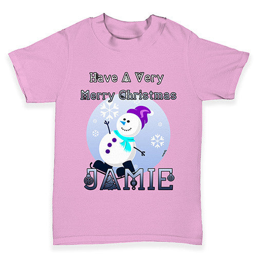 Personalised Christmas Snowman Baby Toddler T-Shirt