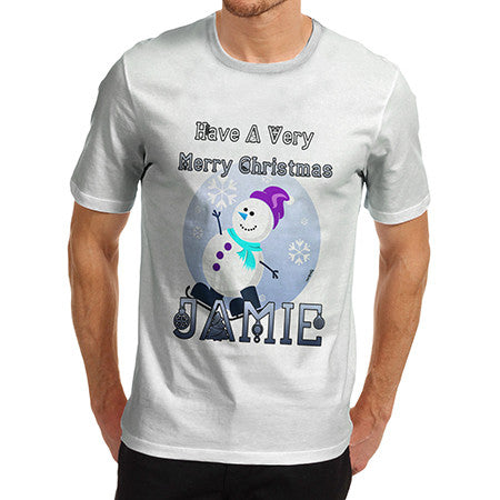 Mens Personalised Snowman T-Shirt