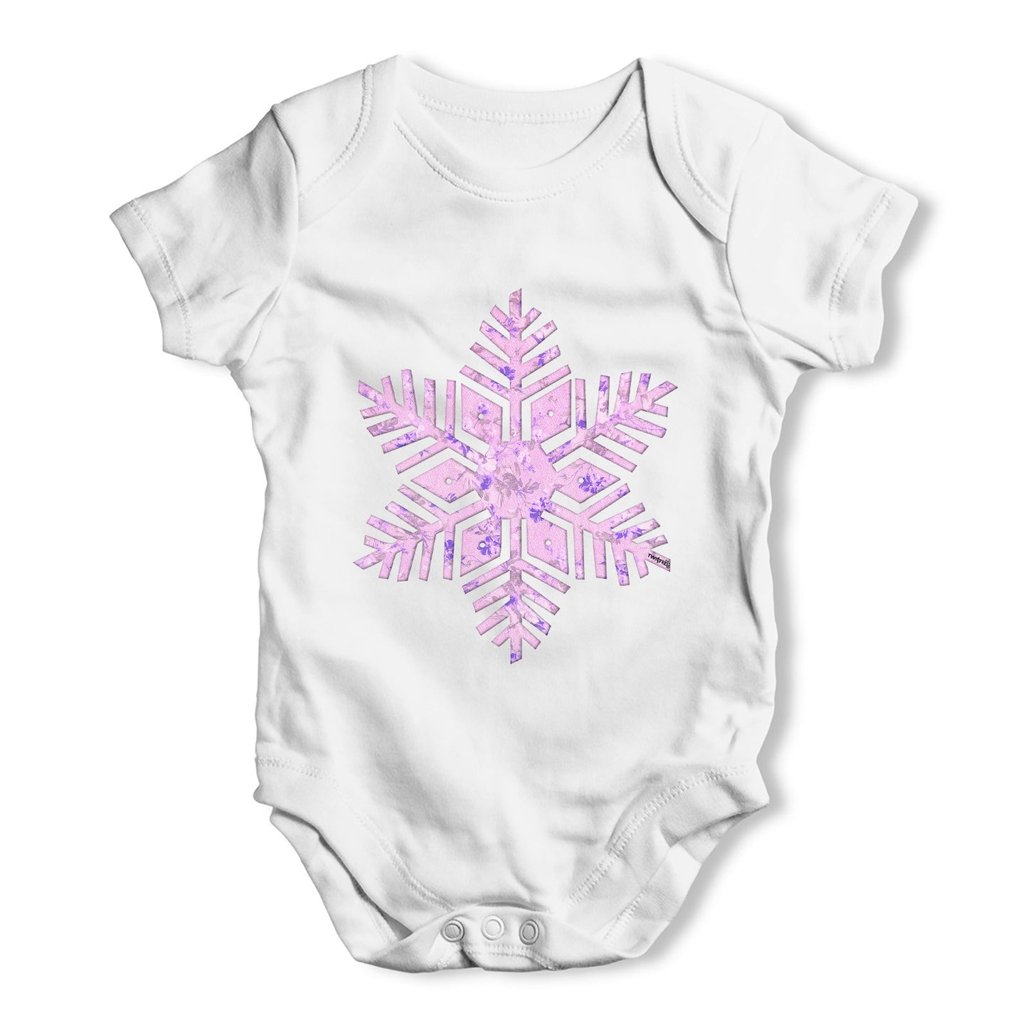 Pink Snowflake Baby Grow Bodysuit