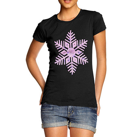 Womens Pink Snowflake T-Shirt