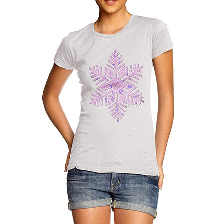 Womens Pink Snowflake T-Shirt