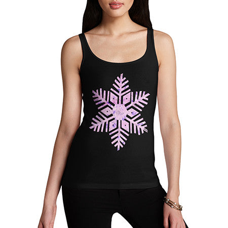 Womens Pink Snowflake Tank Top