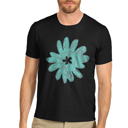 Mens Blue Flower Print T-Shirt