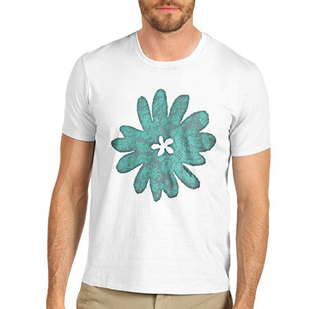 Mens Blue Flower Print T-Shirt