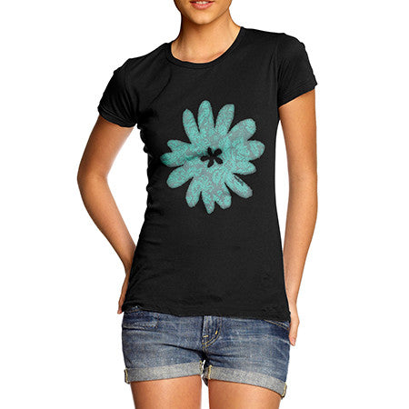 Womens Blue Flower Print T-Shirt