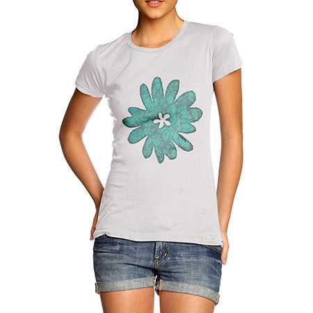 Womens Blue Flower Print T-Shirt