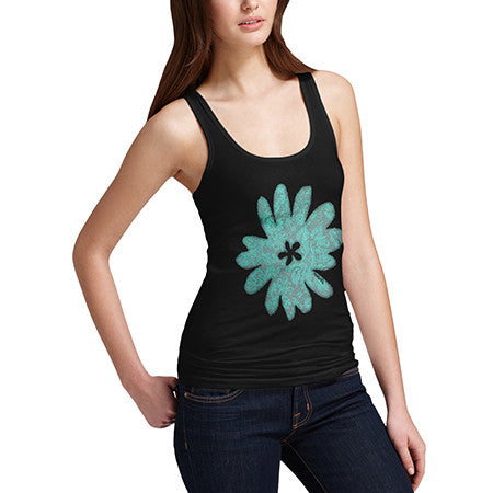 Womens Blue Flower Print Tank Top