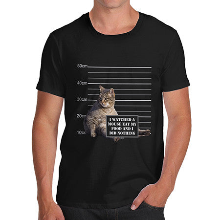 Mens Lazy Cat Mugshot T-Shirt