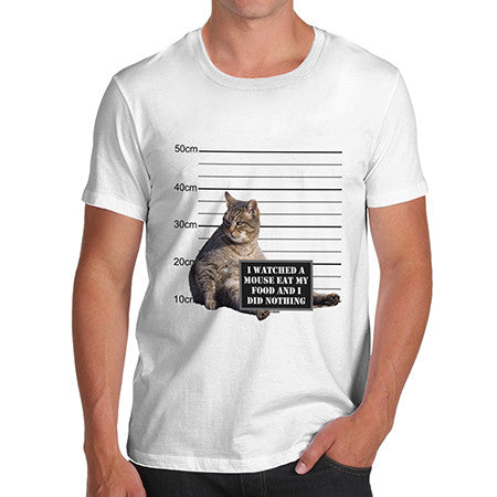 Mens Lazy Cat Mugshot T-Shirt