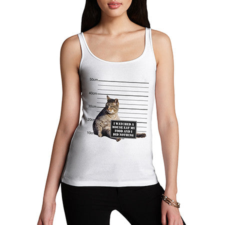 Womens Lazy Cat Mugshot Tank Top