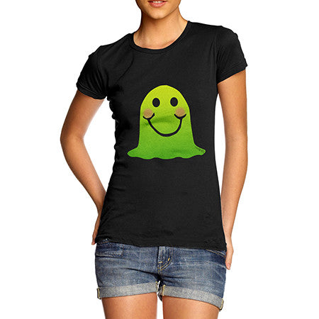 Women's Green Emoji Blob Monster T-Shirt