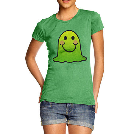 Women's Green Emoji Blob Monster T-Shirt