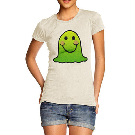 Women's Green Emoji Blob Monster T-Shirt