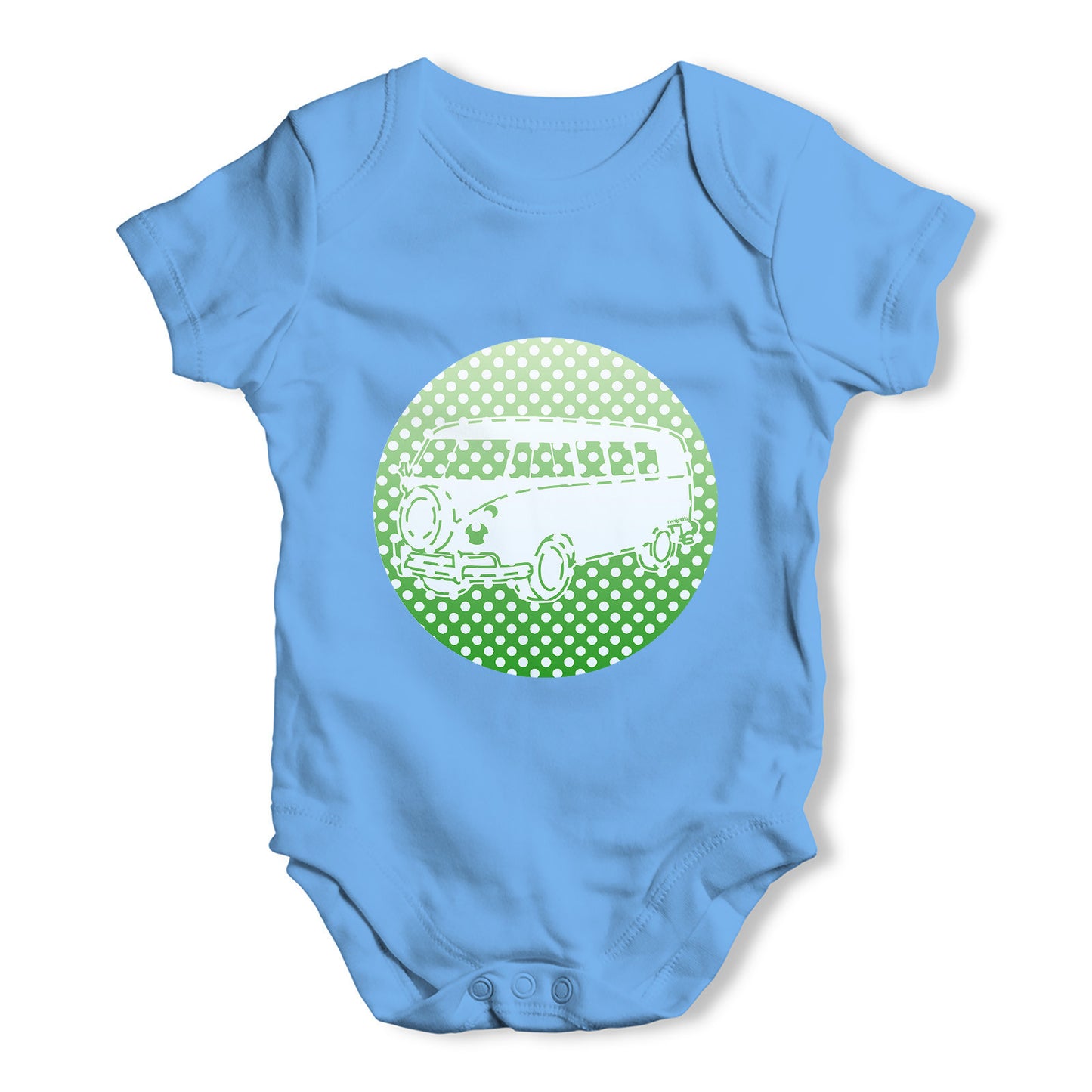 Hippie Van Dots Green Baby Grow Bodysuit