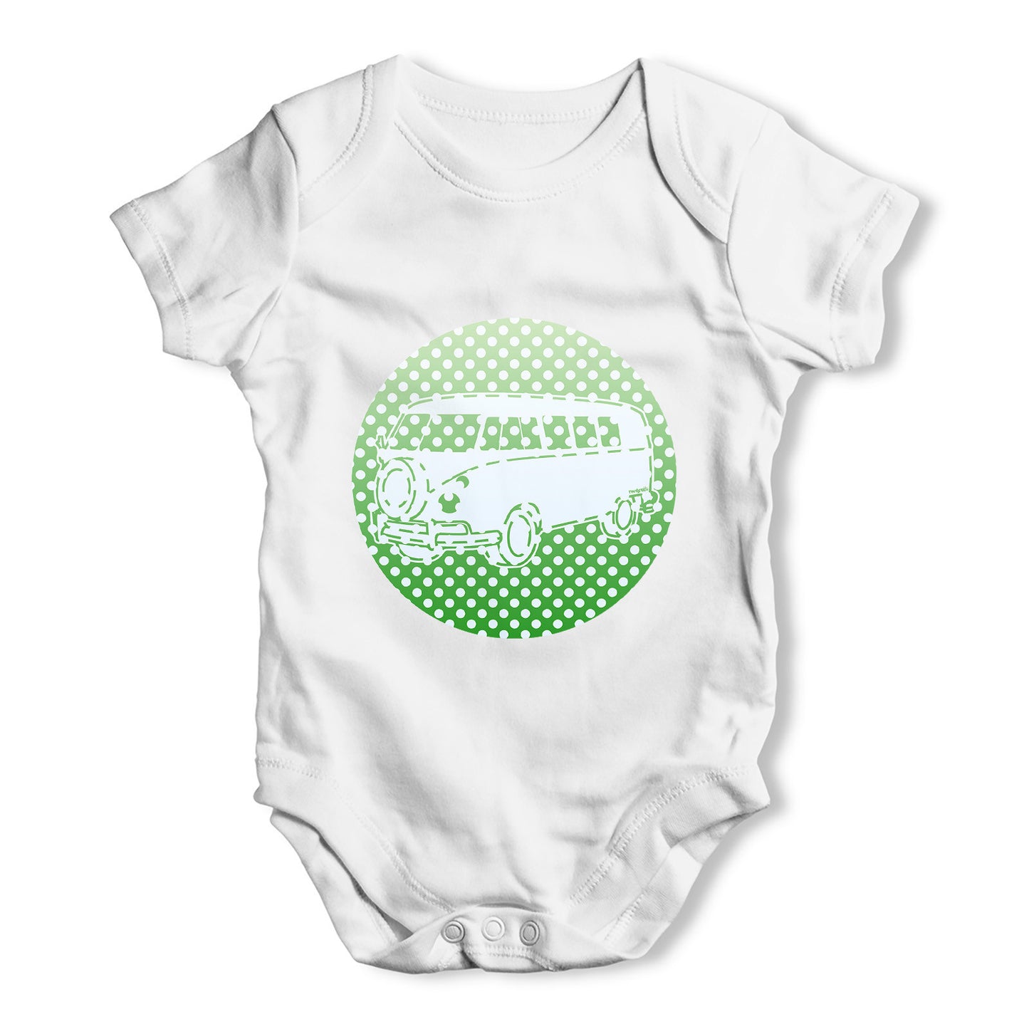 Hippie Van Dots Green Baby Grow Bodysuit