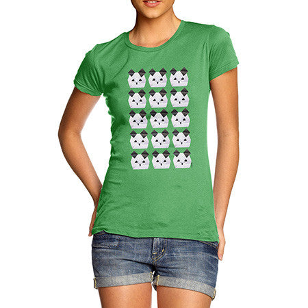 Women's Origami Panda Baby Faces T-Shirt