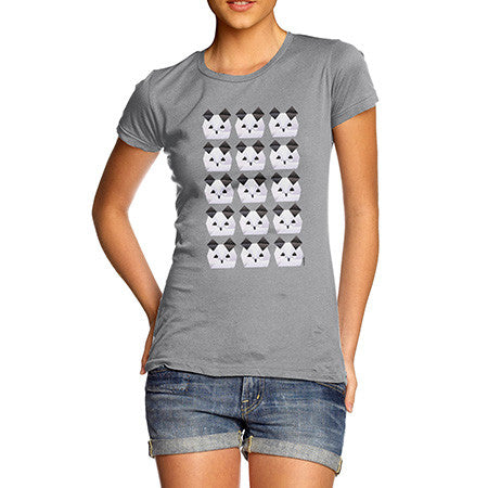 Women's Origami Panda Baby Faces T-Shirt