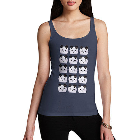 Women's Origami Panda Baby Faces Tank Top