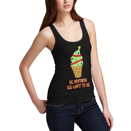 Womens Ice Cream Tree Black Tank Top