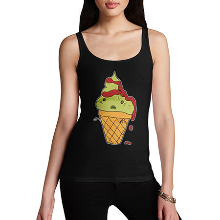 Womens Zombie Ice Cream Black Tank Top