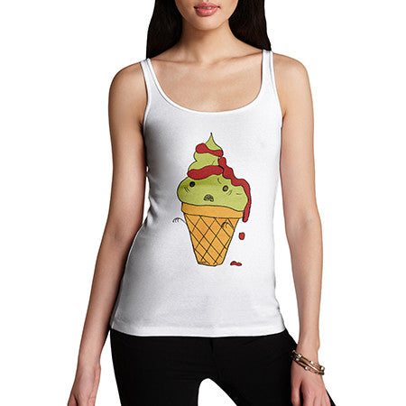 Womens Zombie Ice Cream White Tank Top