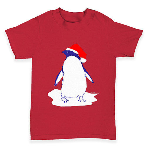 Penguin With Santa Hat Baby Toddler T-Shirt