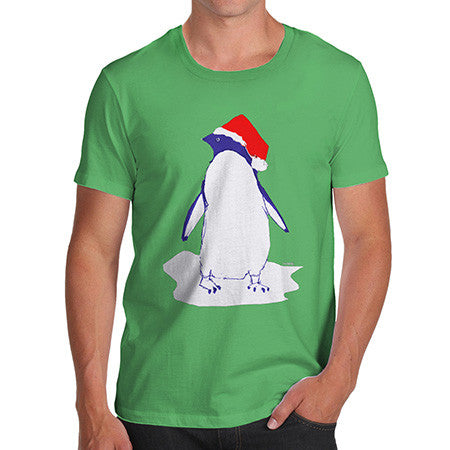 Men's Penguin With Santa Hat T-Shirt