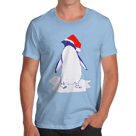 Men's Penguin With Santa Hat T-Shirt