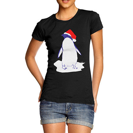 Women's Penguin With Santa Hat T-Shirt