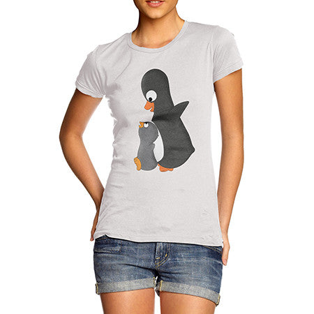 Womens Guin Mom And Baby T-Shirt