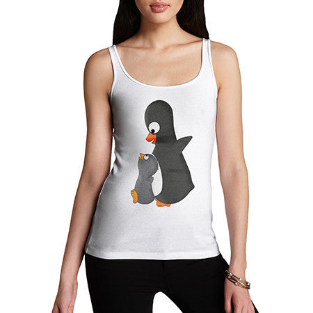 Womens Guin Mom And Baby White Tank Top