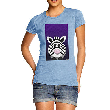 Women's Fat Zebra Sky Blue T-Shirt